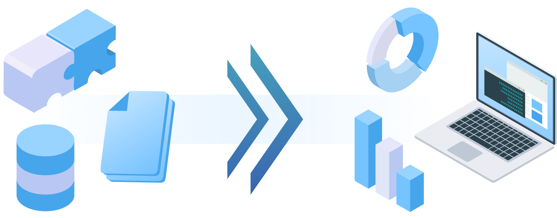 データ基盤構築から分析・可視化までを一連の流れで示した図