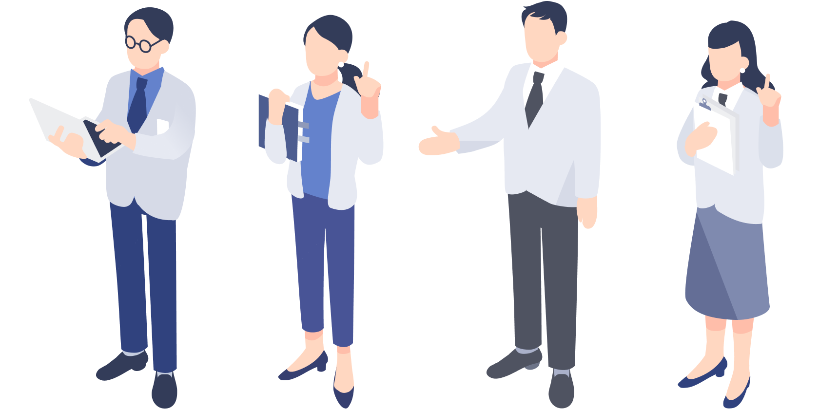 データ活用のプロフェッショナルチームを表すビジネスパーソンのイラスト