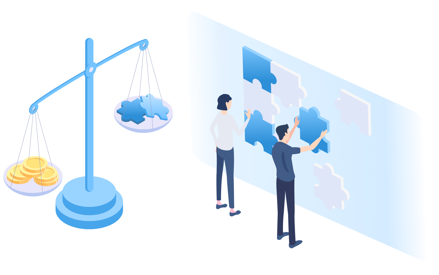 必要なスキルを組み合わせて適正価格で提供することを表すイラスト